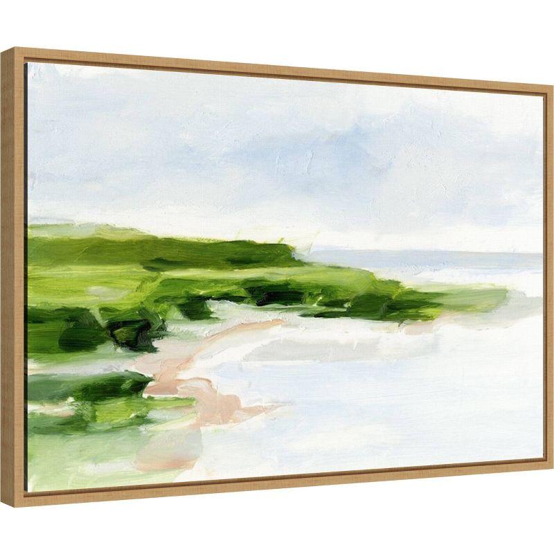 23" x 16" Blush Sandy Beach I by Ethan Harper Framed Wall Canvas - Amanti Art: Modern Seaside Lithograph, Polystyrene Frame