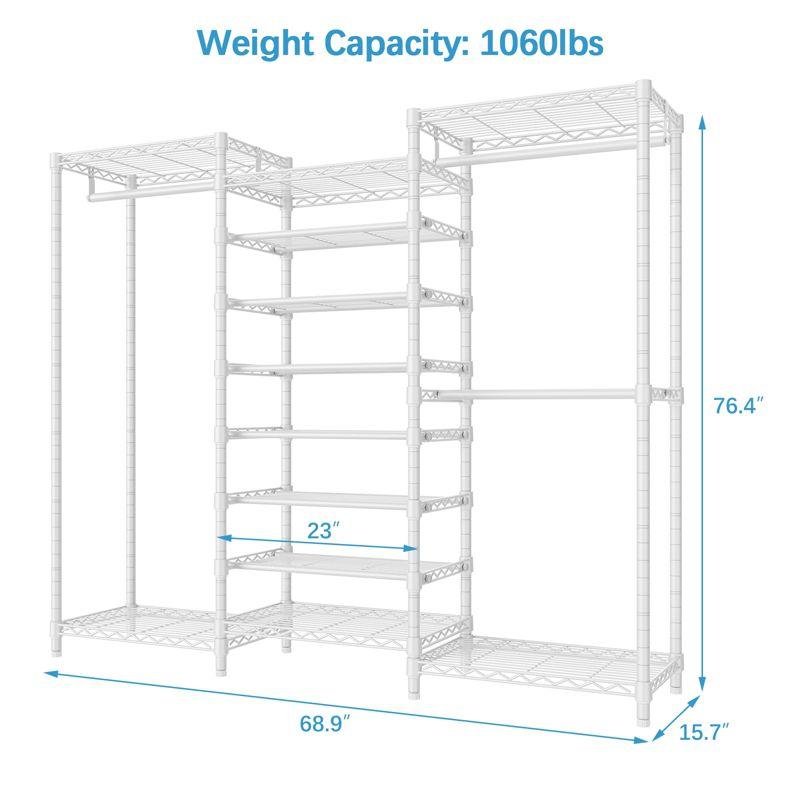 VIPEK S3 Heavy Duty Garment Rack Free Standing Clothes Rack Closet Storage Organizer Large Wardrobe with 6-Tier Shoe Rack