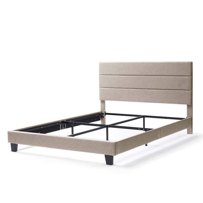 Bryt Horizontal Channel Upholstered Platform Bed, Platform Bed Frame with Headboard