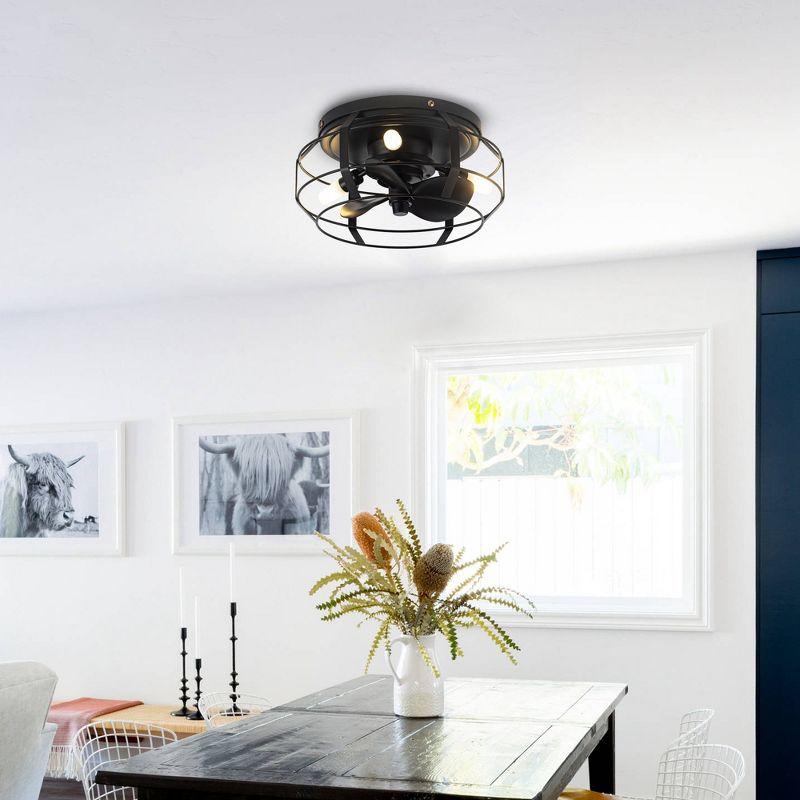 Parrot Uncle 12.2" Modern Black Bladeless Fan Flush Mount Ceiling Fan