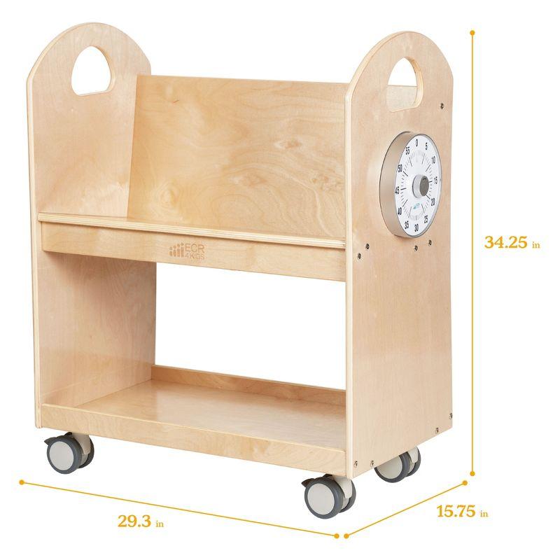 ECR4Kids Mobile Book Cart with Countdown Timer, Classroom Bookshelf