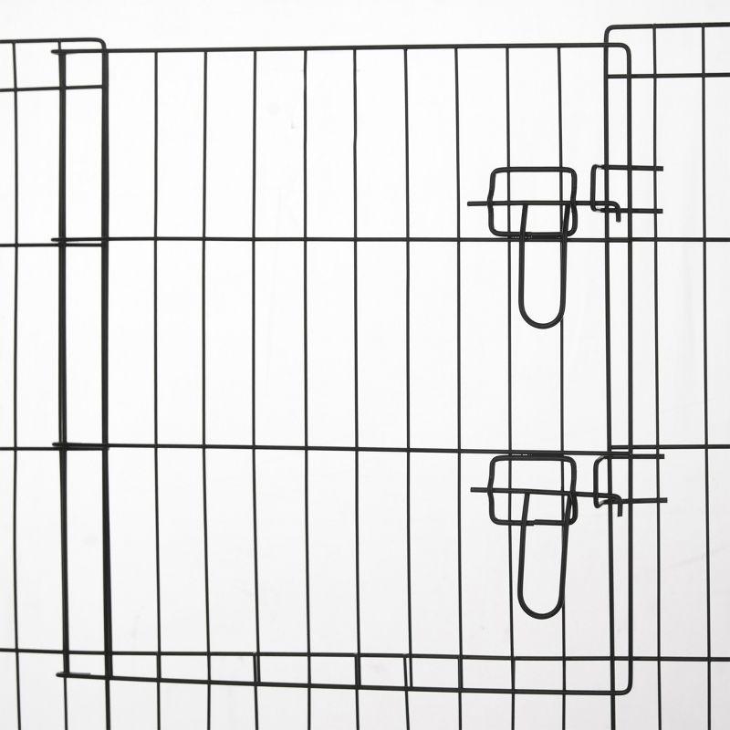 Pet Adobe 8-Panel Metal Folding Pet Playpen with Door - Satin Black