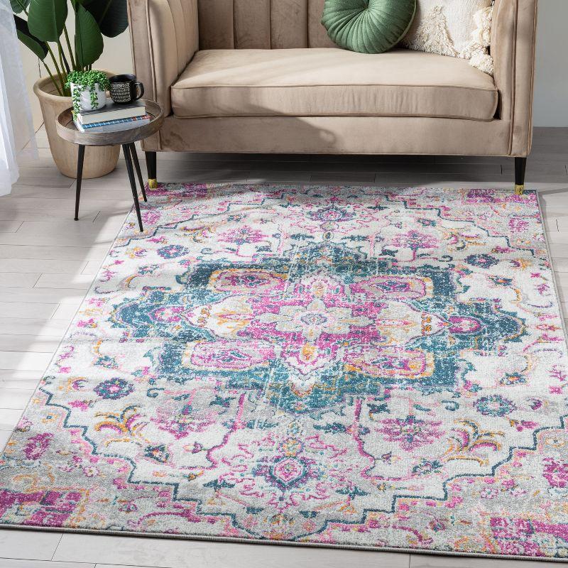 Well Woven Paloma Taura Oriental Fuchsia Distressed Area Rug