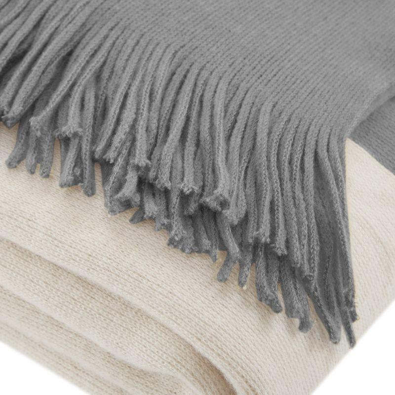 Halmstad Reversible Wool-Blend Color Block Throw, 50"x60", Gray