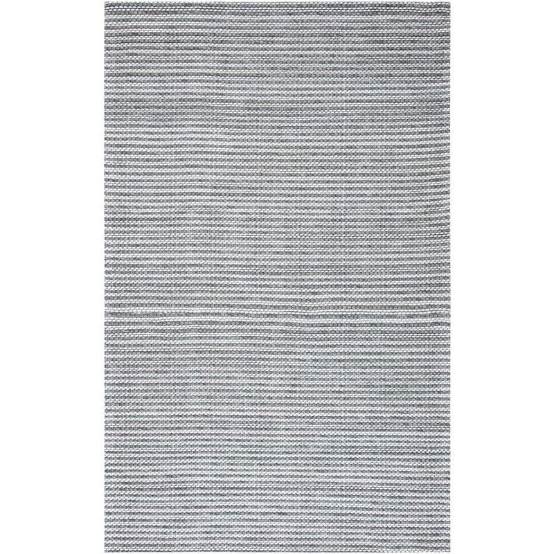 Charcoal and Ivory Handwoven Wool Flat Weave Rug, 4' x 6'