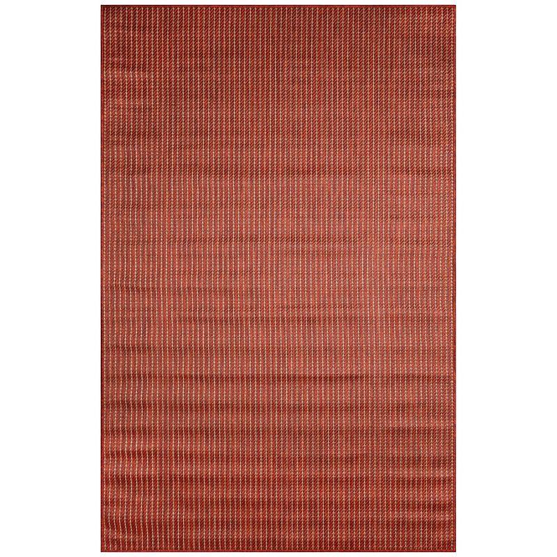 Chili Red Flat Woven Stripe Indoor/Outdoor Rug