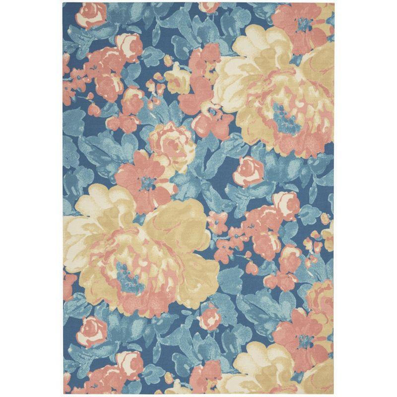 Waverly Floral Blue Outdoor Area Rug