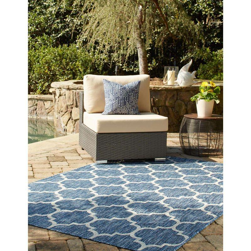 Navy Blue Trellis 9' x 12' Synthetic Outdoor Rug