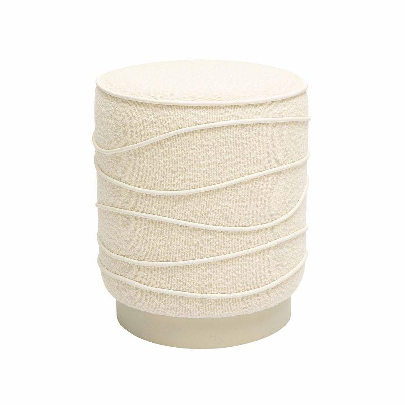 TOV Furniture Nero Cream Boucle Ottoman Cream 14.6"W x 14.6"D x 18"H