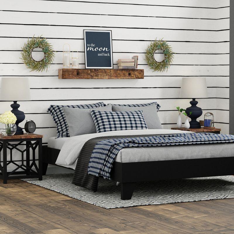 Farmhouse Pine Full Platform Bed Frame with Pressed Slats