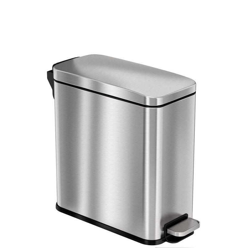 Slim Brushed Stainless Steel 3-Gallon Step Trash Can