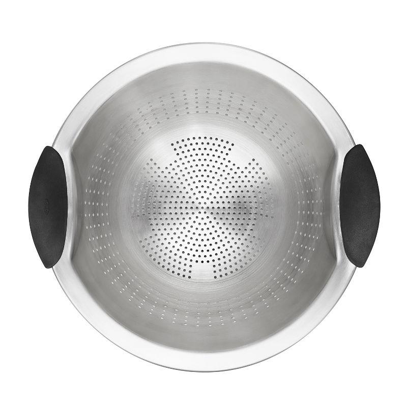 OXO 5 Qt Stainless Steel Colander: Dishwasher-Safe Strainer for Pasta & More, Clear, 11.7" Width