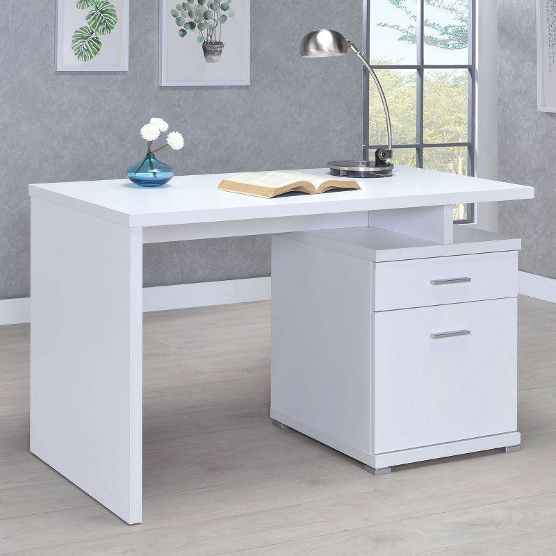 Irving 2 Drawer Office Desk with Reversible Cabinet - Coaster