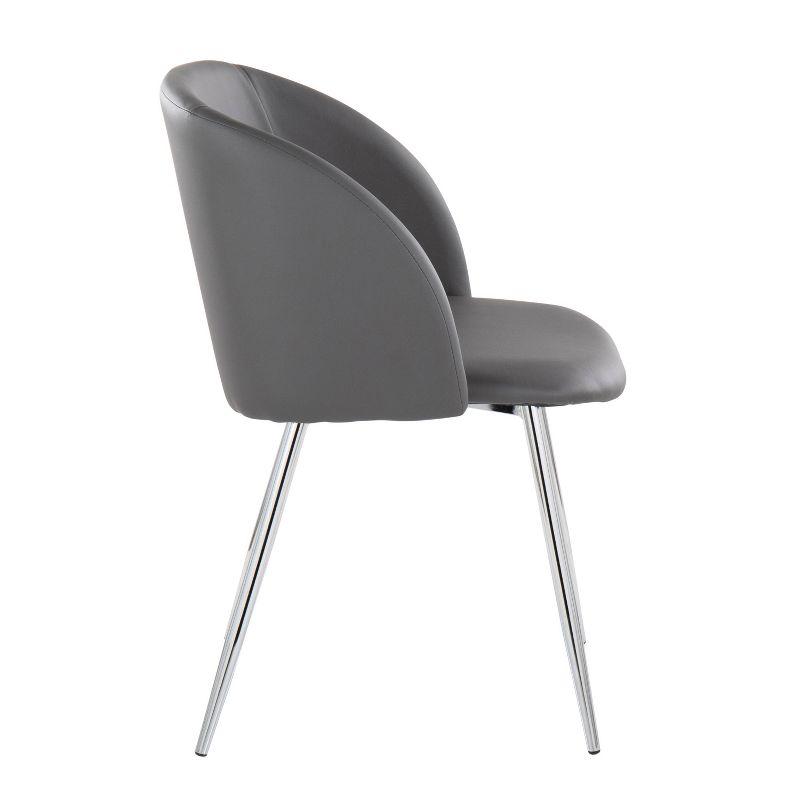LumiSource Set of 2 Fran Dining Chairs Chrome/Gray: Upholstered, Metal Frame, Contemporary Style
