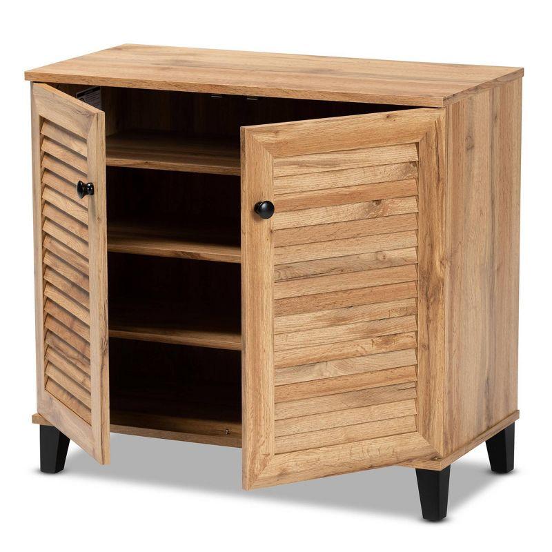 Coolidge Wood 2 Door Storage Cabinet Oak Brown - Baxton Studio: Nautical Style, 4 Fixed Shelves, Wood Frame