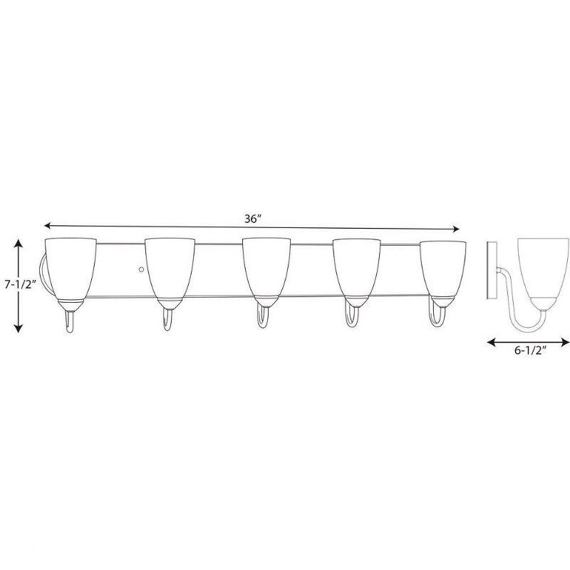 Progress Lighting Gather 5-Light Bath Bracket, Polished Chrome, Etched Glass Shades