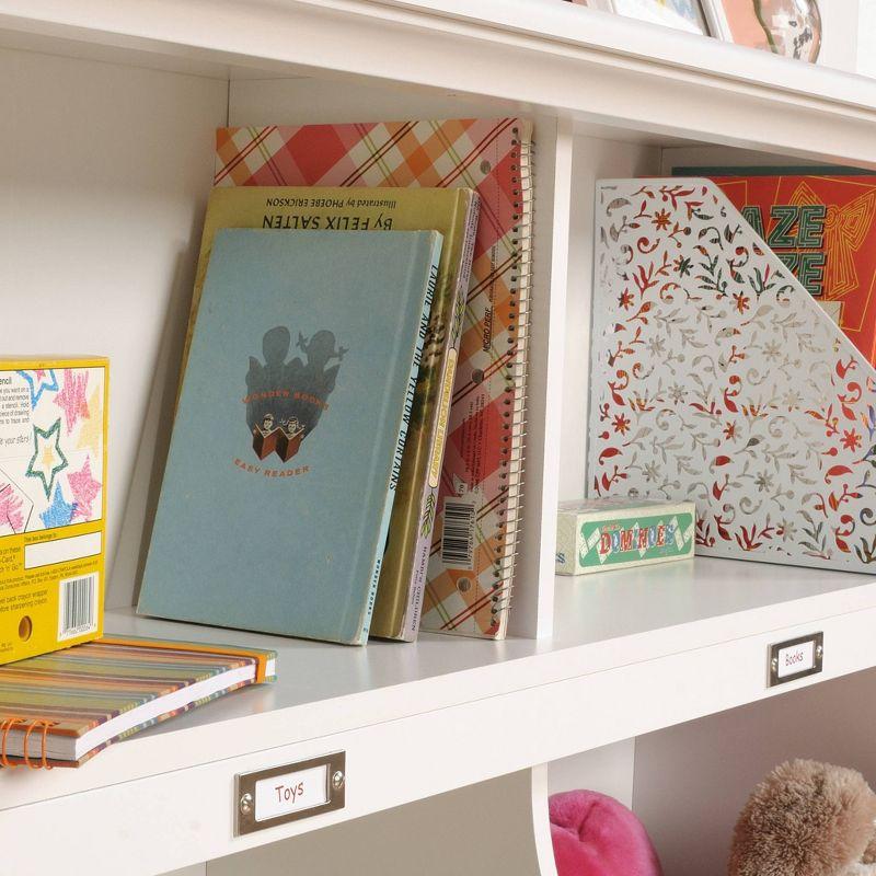 Sauder Twin Pogo Bookcase/Footboard Soft White Finish: 4-Shelf Laminate, Metal Hardware, for All Ages