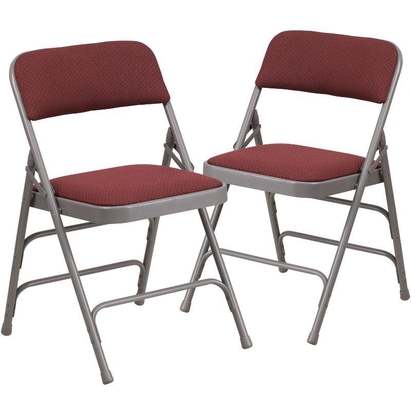 Burgundy Patterned Armless Metal Folding Chair Set