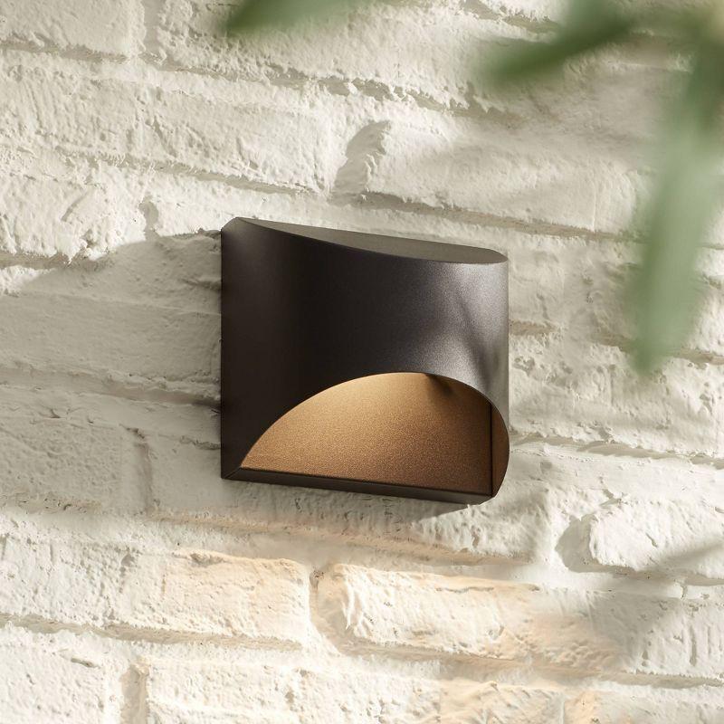 Possini Euro Design Ratner Modern Outdoor Wall Light Fixture Black Dark Sky LED Downlight 5 1/2" for Post Exterior Barn Deck House Porch Yard Patio