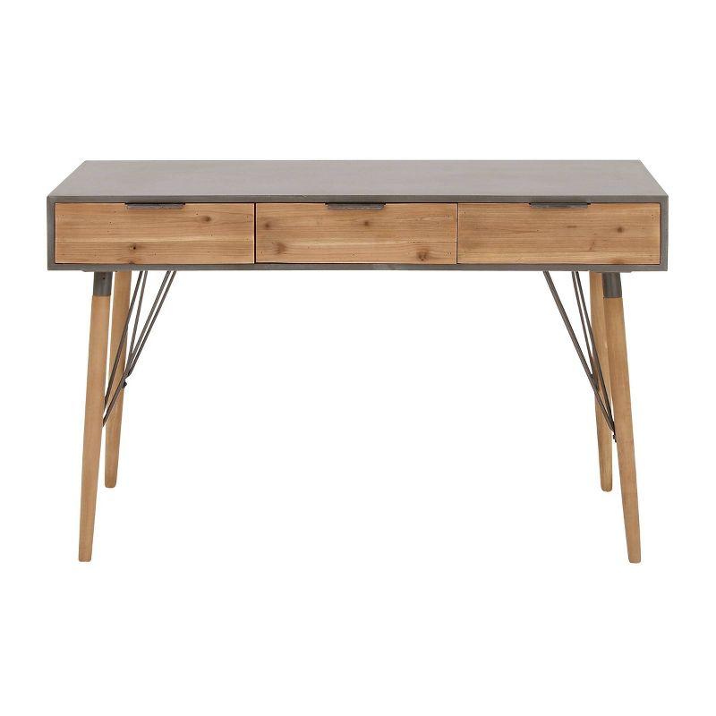 Modern Brown Wood and Metal Hallway Table with Storage