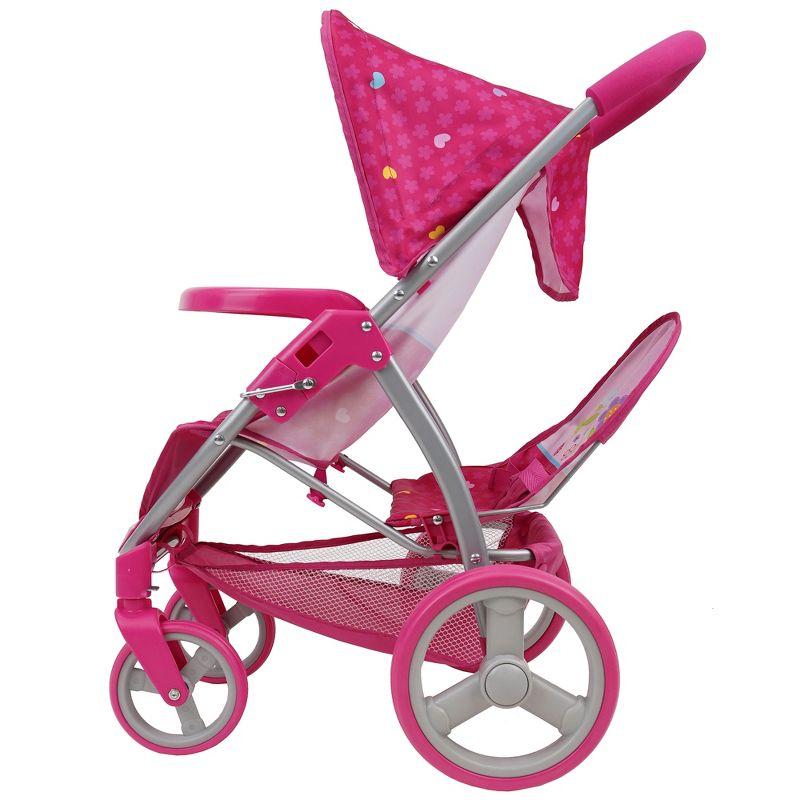 Garden Twin Doll Stroller W/ Front Swivel Wheels