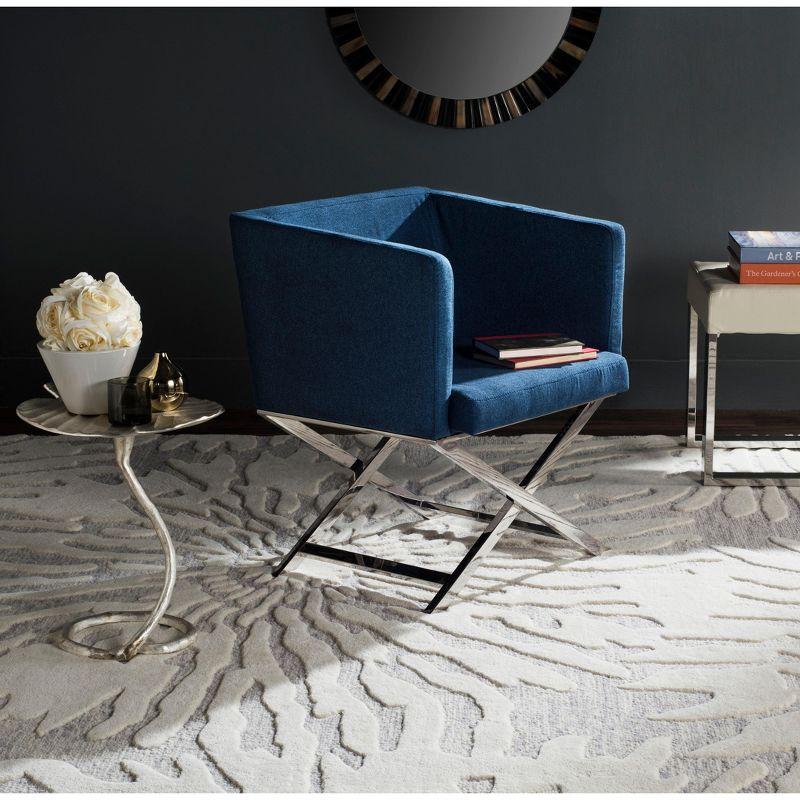 Celine Chair - FOX2033 - Navy/Chrome - Safavieh