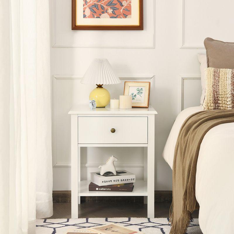 Costway End Table Nightstand Storage Display Drawer Shelf Beside Bedroom White