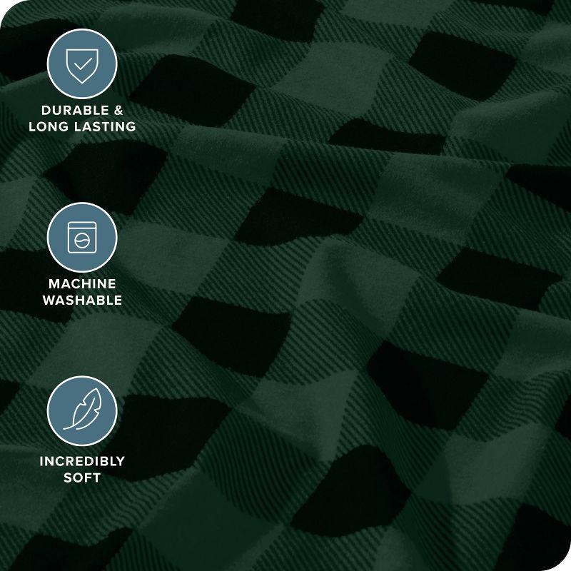 Buffalo Plaid - Forest Green/Black Cotton Flannel California King Sheet Set by Bare Home