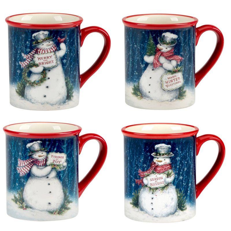 Snowman Greetings Set of 4 Mug 16 oz. asst.