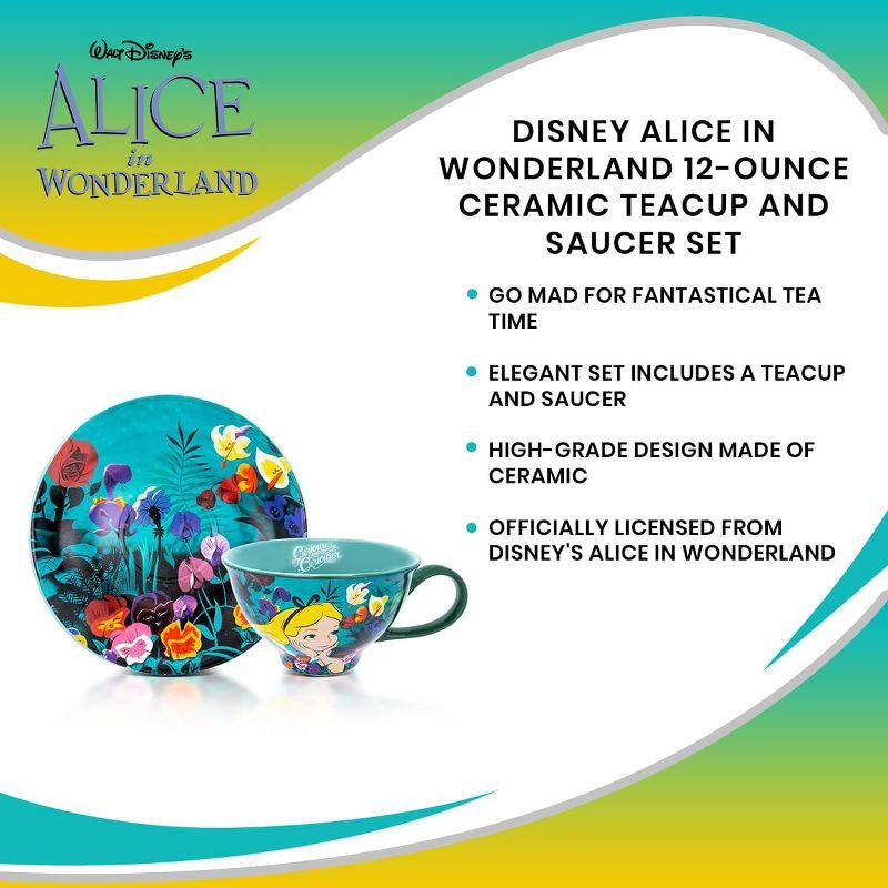 Silver Buffalo Disney Alice In Wonderland Ceramic Teacup and Saucer Set | SDCC 2022 Exclusive