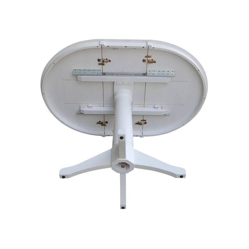 36" Magnolia Round Top Dining Table with 12" Leaf White - International Concepts: Hardwood Pedestal, Seats 4