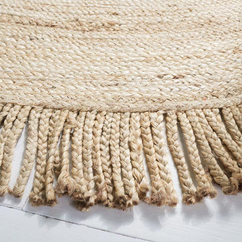 Beige Round Handmade Braided Jute Area Rug