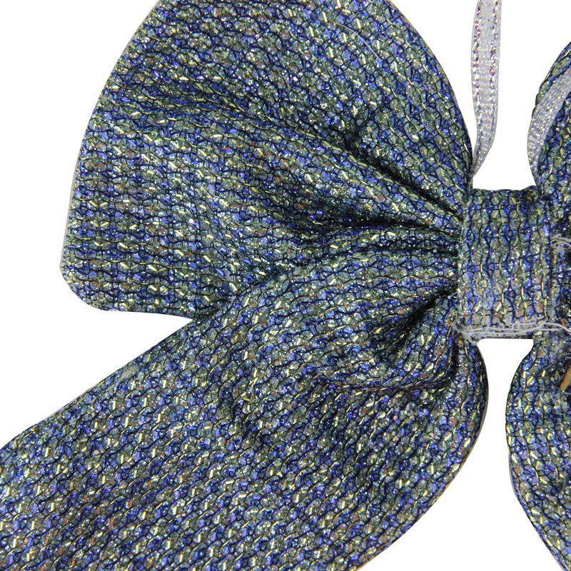 Northlight Small Double Loop Christmas Bow - 5.25" - Gray and Blue