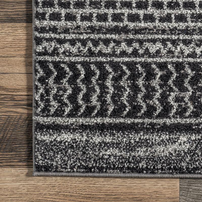 Nuloom Nova Striped Oval 7x9 Indoor Area Rug for Living Room Bedroom Dining Room Kitchen, Dark Grey/Ivory