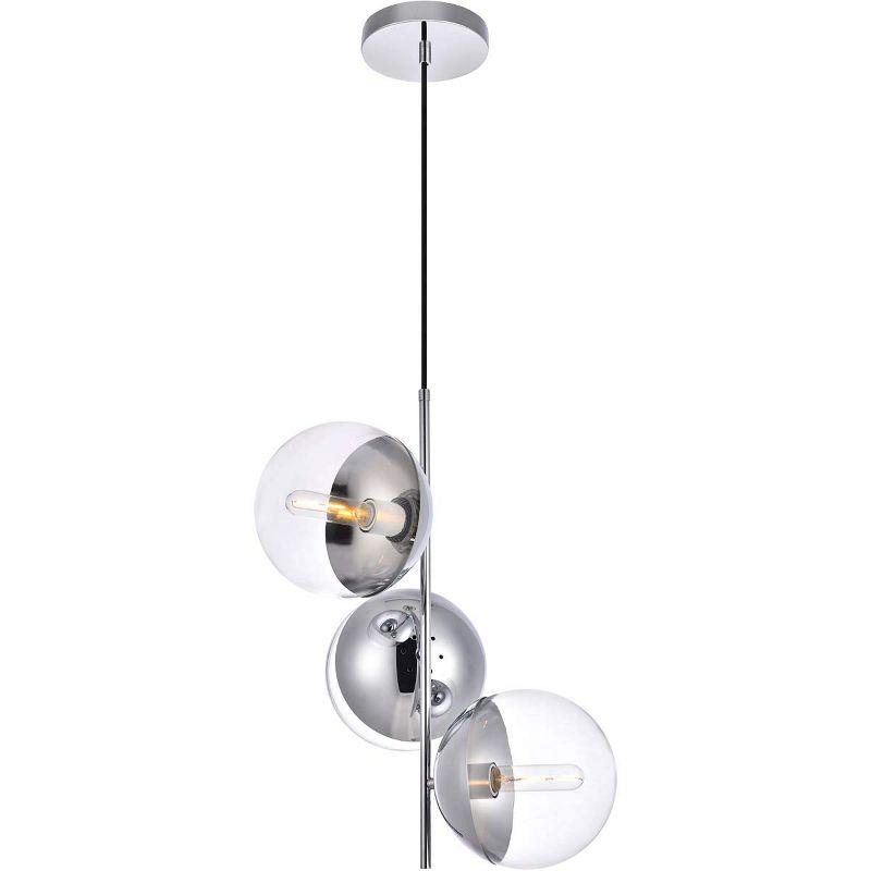 Elegant Lighting Eclipse 3 Lights Chrome Pendant With Clear Glass