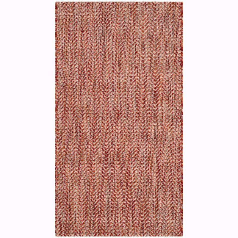 Modern Red and Beige Chevron 2' x 3'7'' Outdoor Accent Rug