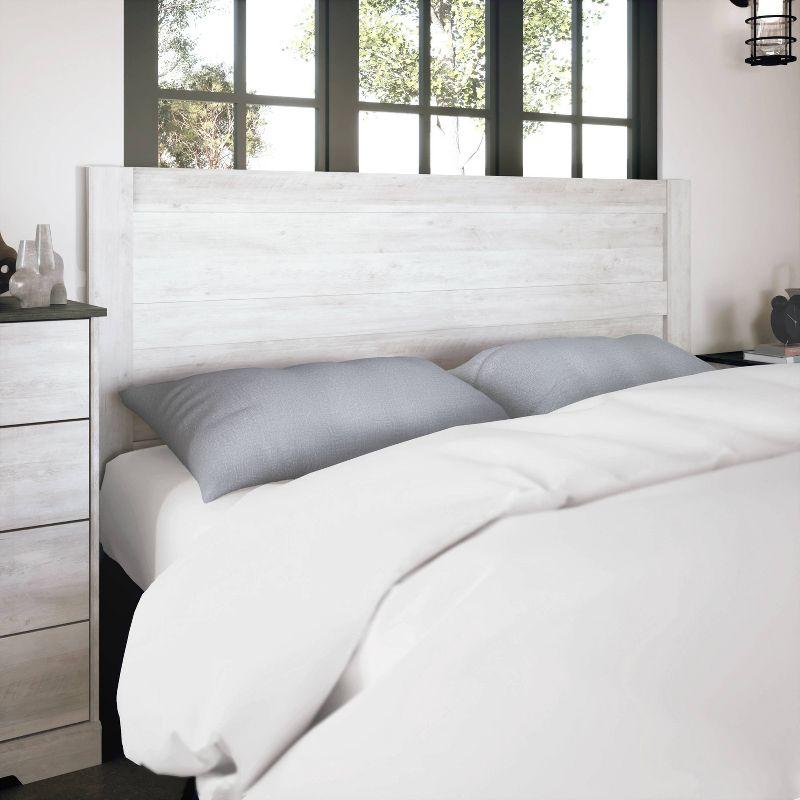 Prepac King Rustic Ridge Farmhouse Panel Headboard Washed White