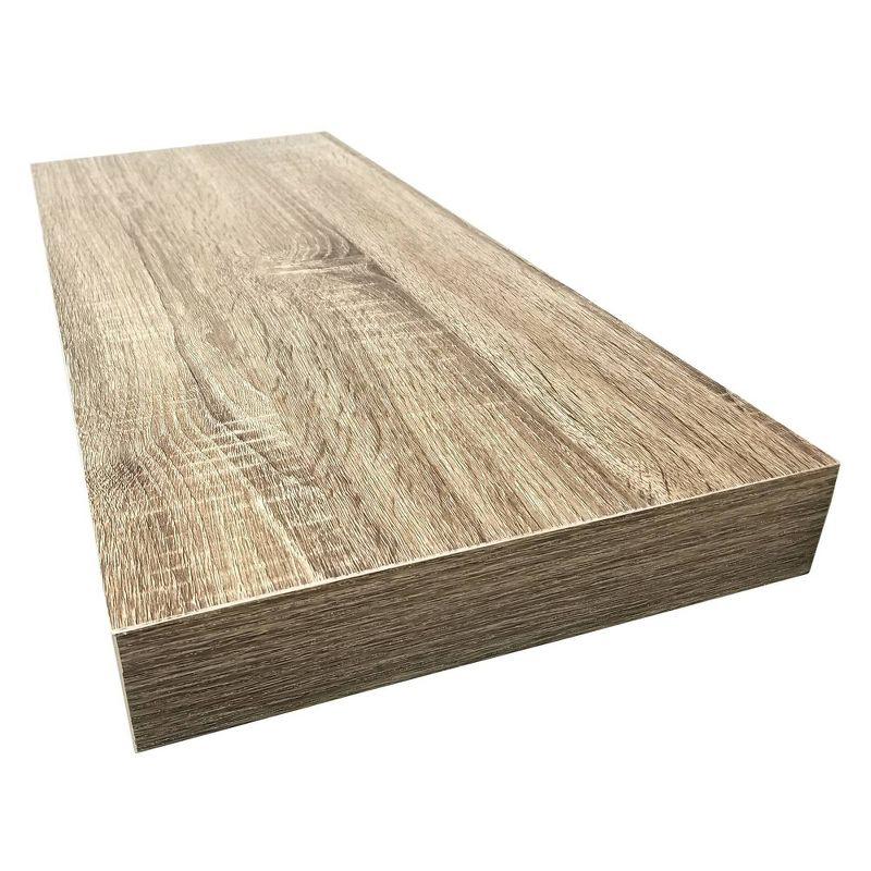 InPlace 24" Floating Shelf Wall Mounted Hidden Brackets Rustic Wood: Modern Design, MDF, Smooth Finish, Includes Mounting Hardware