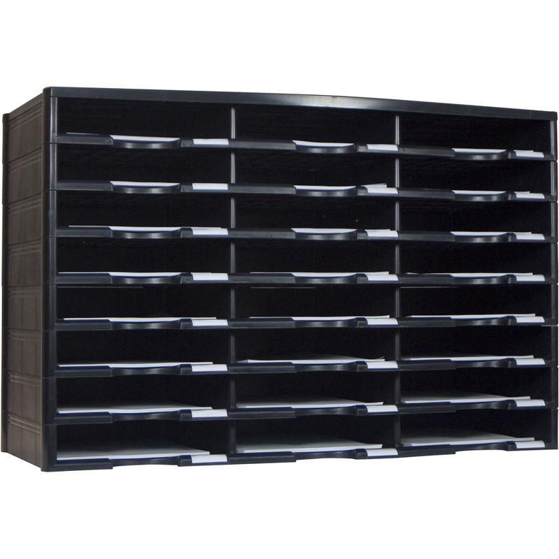 Black Heavy-Duty Plastic 24-Compartment Literature Organizer