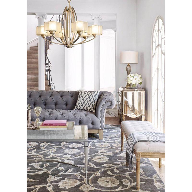 Uttermost Modern Glam Gold Leaf Round Accent Table 19 1/2" Wide Mirrored Tray Tabletop for Living Room Bedroom Bedside Entryway