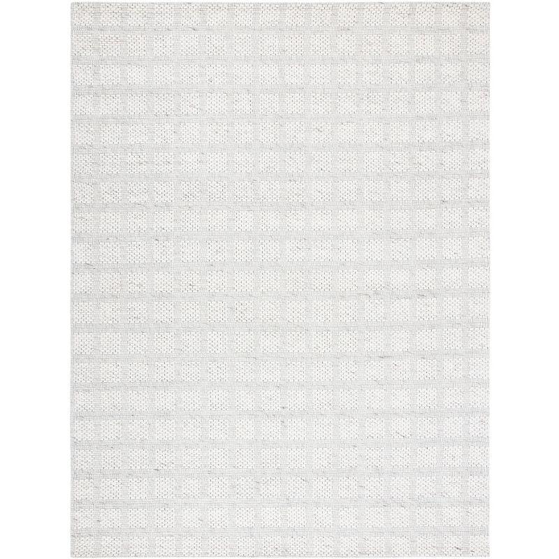 Gray and Beige Rectangular Wool Handwoven Area Rug, 8' x 10'