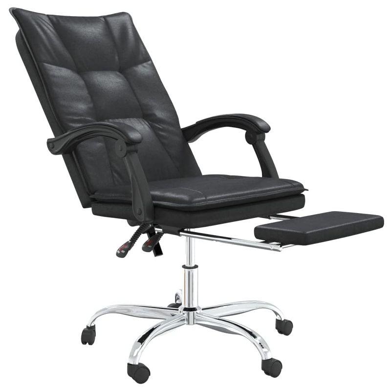 vidaXL Reclining Office Chair - Modern Design Adjustable Height, Durable Faux Leather Upholstery with Metal and Plywood Frame, Black