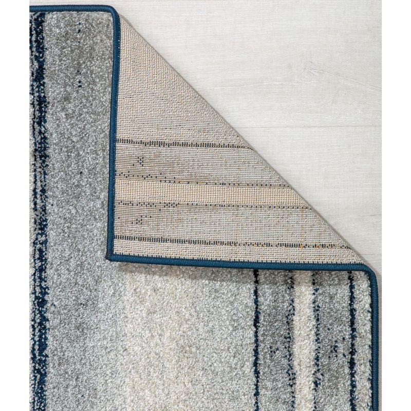 Abstract Seaside Horizon 8' Round Blue Synthetic Area Rug