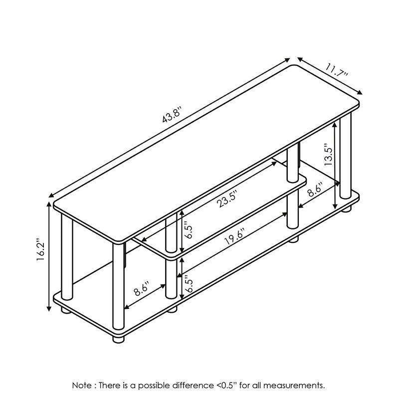 Furinno No Tools 3-Tier TV Stands for TV's up to 50" Entertainment Media Center Columbia Walnut/Black