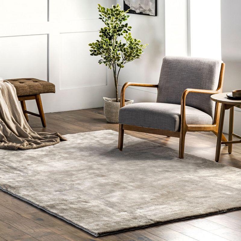 Nuloom Loni Cozy Plush Solid Pet Friendly Premium Machine Washable Shag Area Rug, 5' x 8', Beige