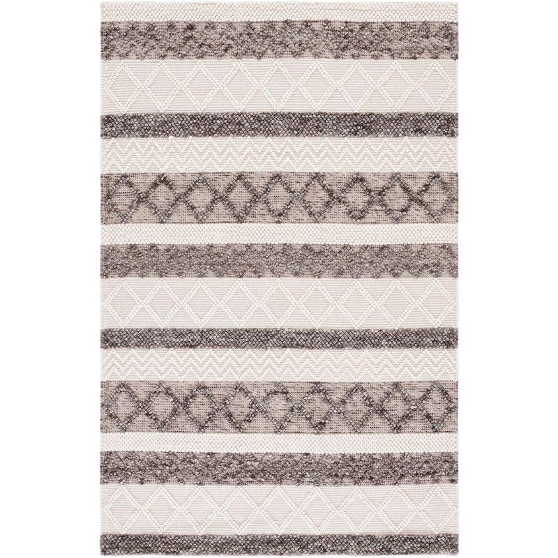 Ivory Mosaic Textured Handwoven Wool Area Rug - 3' x 5'