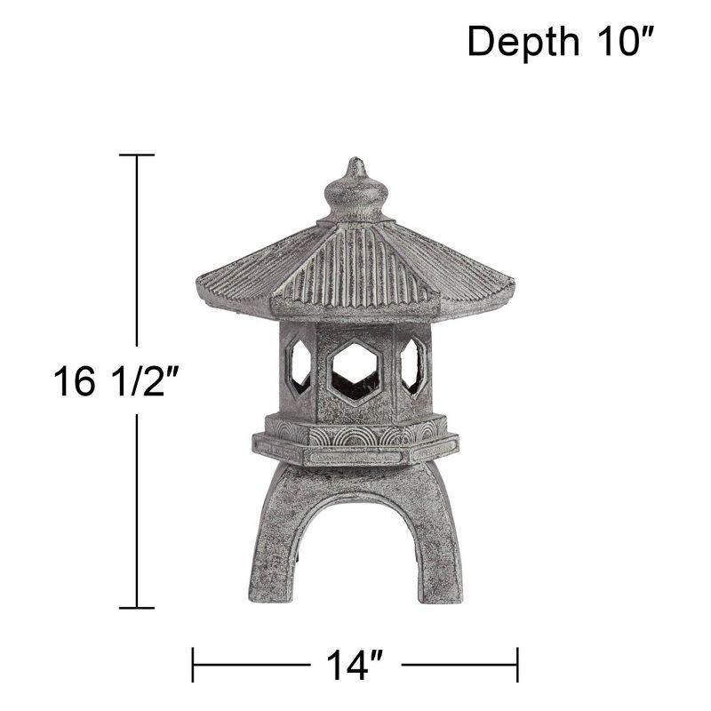 John Timberland Pagoda Statue Sculpture Garden Decor Indoor Outdoor Front Porch Patio Yard Outside Home Balcony Old Faux Stone Finish 16 1/2" Tall