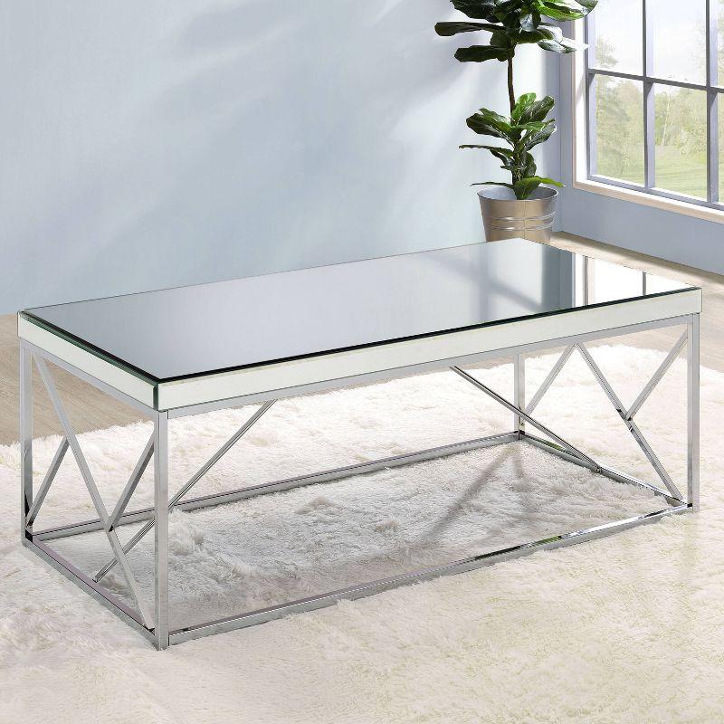 Evelyn Rectangular Chrome Mirrored Glass Cocktail Table