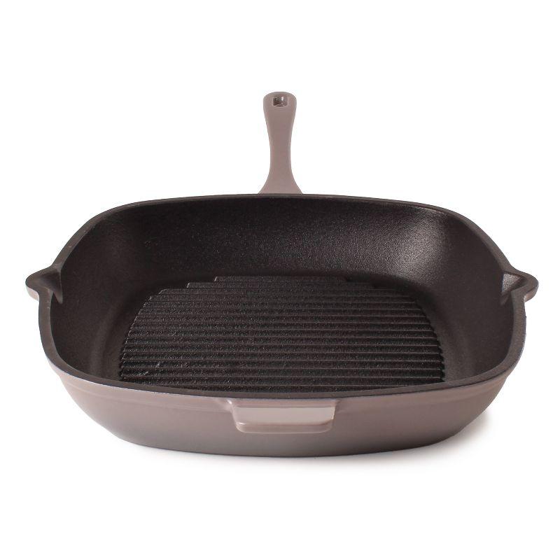 BergHOFF Neo 2Pc Cast Iron Cookware Set, 11" Grill Pan & 10" Fry Pan, Oyster