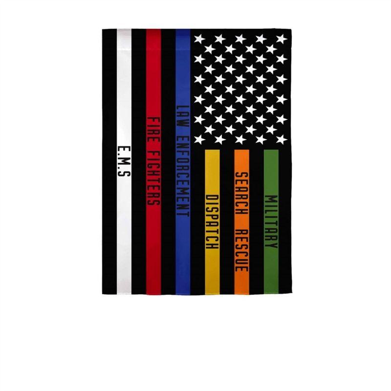 Patriotic Responders Tribute Garden Flag in Suede with Embroidered Services